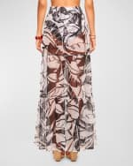 Image 3 of 4: Ramy Brook Cecelia Floral-Print Semi-Sheer Maxi Skirt