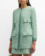 Image 2 of 7: St. John Grosgrain-Trim Metallic Slub And Tape Tweed Jacket