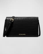 Image 1 of 2: MICHAEL Michael Kors Jet Set Flap Croc-Embossed Crossbody Bag