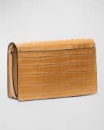 Image 3 of 4: MICHAEL Michael Kors Jet Set Flap Croc-Embossed Crossbody Bag