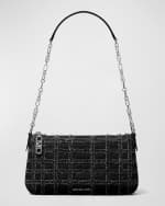 Image 1 of 3: MICHAEL Michael Kors Empire Distressed Denim Pouchette Shoulder Bag