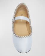 Image 5 of 5: MACH & MACH Audrey Leather Crystal Mary Jane Ballerina Flats