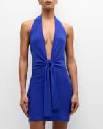 Image 1 of 6: Norma Kamali Tie-Front Halter Mini Dress