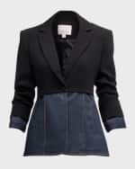 Image 1 of 7: Cinq a Sept Dionne Mixed Media 3/4-Sleeve Blazer