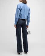 Image 3 of 6: Cinq a Sept Lya Stripe Marianna Front-Tie Top