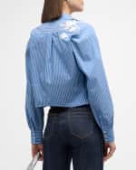 Image 4 of 6: Cinq a Sept Lya Stripe Marianna Front-Tie Top