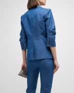Image 4 of 7: Cinq a Sept Denim Khloe Scrunched-Sleeve Blazer