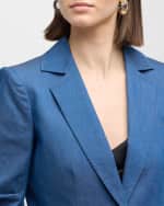 Image 6 of 7: Cinq a Sept Denim Khloe Scrunched-Sleeve Blazer