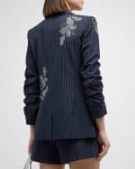 Image 4 of 7: Cinq a Sept Paisley Pinstripe Khloe Rhinestone Blazer
