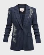Image 1 of 7: Cinq a Sept Paisley Pinstripe Khloe Rhinestone Blazer