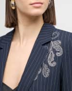 Image 6 of 7: Cinq a Sept Paisley Pinstripe Khloe Rhinestone Blazer