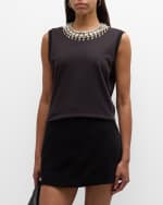 Image 2 of 6: Cinq a Sept Faux-Pearl Necklace Brielle Cotton Tee