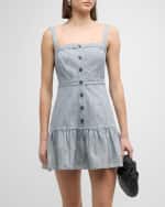 Image 5 of 6: Cinq a Sept Mina Square-Neck Mini Pinafore Dress