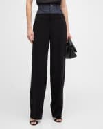 Image 2 of 6: Cinq a Sept Dionne Mixed Media Straight-Leg Pants