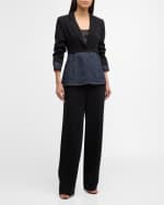 Image 5 of 6: Cinq a Sept Dionne Mixed Media Straight-Leg Pants