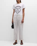 Image 2 of 6: Cinq a Sept Bonjour Smiling Heart Short-Sleeve Cotton T-Shirt