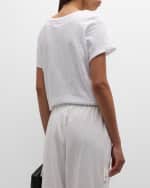 Image 5 of 6: Cinq a Sept Bonjour Smiling Heart Short-Sleeve Cotton T-Shirt