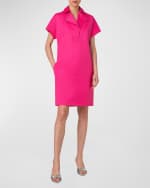 Image 2 of 4: Akris punto Moto Polo Collar Short-Sleeve Cotton Gabardine Stretch Dress