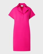 Image 1 of 4: Akris punto Moto Polo Collar Short-Sleeve Cotton Gabardine Stretch Dress