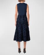 Image 3 of 5: Akris punto Mix Media Midi Dress with 3D Lasercut Floral Detail