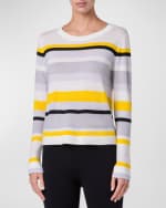 Image 2 of 4: Akris punto Striped Merino Cool Wool Long-Sleeve Crewneck Sweater