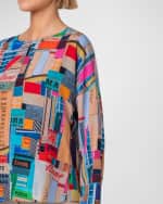 Image 5 of 5: Akris punto Crepe De Chine NYC Paper Collage Print Blouse