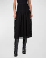 Image 2 of 5: Akris punto Stretch Mesh Pleated Midi Skirt