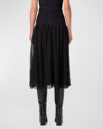 Image 3 of 5: Akris punto Stretch Mesh Pleated Midi Skirt