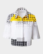 Image 1 of 5: Akris punto Cotton Gabardine Skyscraper Facade Printed Boxy Blouse