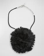 Image 1 of 3: Saint Laurent Crumpled Black Flower Necklace