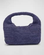 Image 1 of 6: Manebi Half Moon Raffia Top-Handle Bag