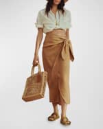 Image 2 of 4: Manebi Net North-South Raffia Top-Handle Bag