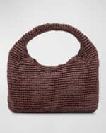 Image 1 of 6: Manebi Half Moon Raffia Top-Handle Bag