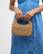 Image 2 of 6: Manebi Half Moon Raffia Top-Handle Bag