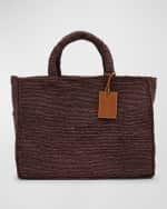 Image 1 of 6: Manebi Sunset Large Raffia Tote Bag