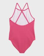 Image 5 of 5: Ralph Lauren Childrenswear Girl's Stretch Jacquard One-Piece Swimsuit, Size 2-6X