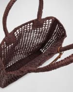 Image 5 of 6: Manebi Net Raffia Tote Bag