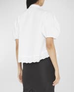 Image 4 of 6: Simone Rocha Broderie Anglaise-Trim Puff-Sleeve Crop Shirt