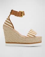 Image 1 of 5: See by Chloe Glyn Stripe Wedge Espadrille Sandals