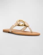 Image 4 of 5: See by Chloe Hana Metallic Ring Thong Sandals