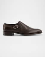 Image 1 of 4: John Lobb Men's Moorfield Leather Monk Strap Loafers
