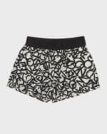 Image 4 of 5: Moncler Girl's Scattered Letters Logo-Print Shorts, Size 8-14