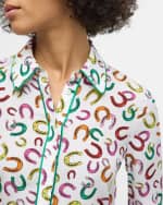 Image 5 of 5: Alice + Olivia Lucky You Willa Placket Top with Piping