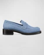 Image 1 of 4: Stuart Weitzman Palmer Frayed Denim Penny Loafers