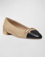Image 3 of 4: Stuart Weitzman Sleek Bicolor Bow Ballerina Flats