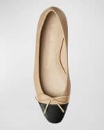 Image 4 of 4: Stuart Weitzman Sleek Bicolor Bow Ballerina Flats