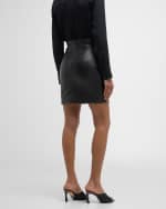 Image 4 of 6: L'Agence Amour Laser-Cut Leather Mini Skirt