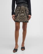 Image 1 of 6: L'Agence Amour Laser-Cut Leather Mini Skirt