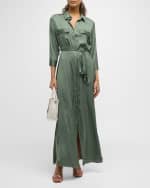 Image 5 of 6: L'Agence Cammi Silky Maxi Shirtdress