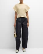 Image 5 of 6: Co Dolman Short-Sleeve Linen-Silk Top